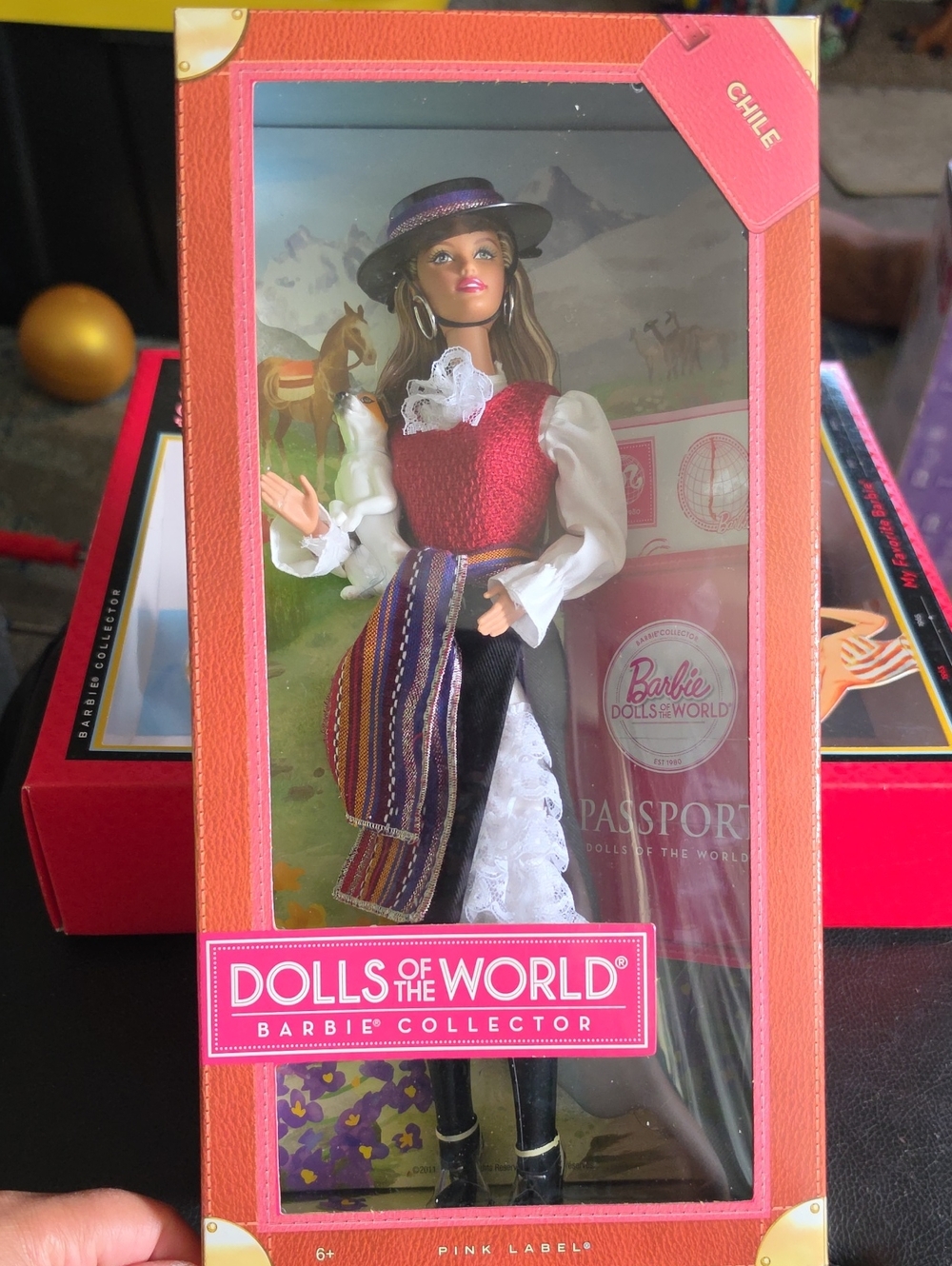 Barbie Dolls of the World Chile Doll with Purple and Black Hat and Red Bodice